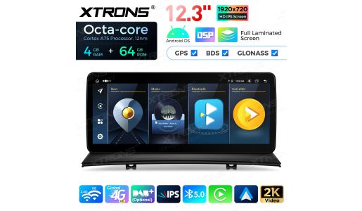 12.3 inch Octa Core 4+64GB Global 4G LTE Android Car Stereo Multimedia Player with Fully-laminated Screen for BMW X3 E83 without Factory Screen LHD