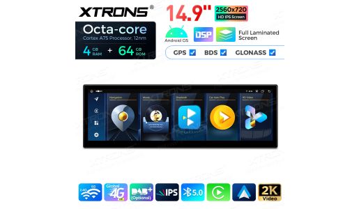 14.9 inch Octa Core 4+64GB Global 4G LTE Android Car Stereo Multimedia Player with Fully-laminated Screen for BMW 5 Series E60 E61 E62 E63 CCC