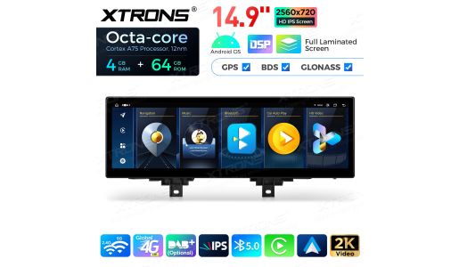 14.9 inch Octa Core 4+64GB Global 4G LTE Android Car Stereo Multimedia Player with Fully-laminated 2K IPS Screen for BMW 3 Series F30 F31 F34 F35 G20 / 4 Series F32 F33 F36 NBT EVO