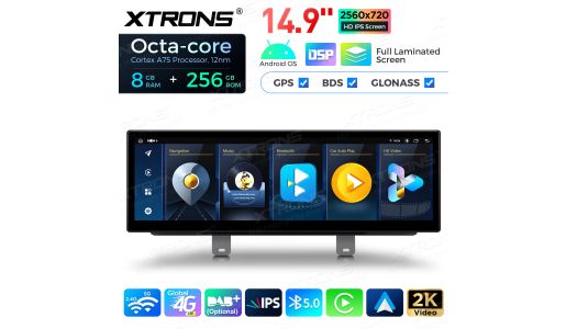 14.9" Fully-laminated 2K IPS 2.5D Android Car Stereo Multimedia Player Global 4G 8+256GB 360° Camera for BMW X5 F15/X6 F16 EVO
