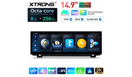 14.9 inch Fully-laminated 2K IPS 2.5D Screen Android Car Stereo Multimedia Player Global 4G 8+256GB for BMW 5 Series F10/F11 NBT
