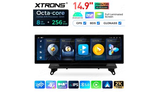 14.9 inch Fully-laminated 2K IPS 2.5D Screen Android Car Stereo Multimedia Player Global 4G 8+256GB for BMW X5 E70/ X6 E71 CIC