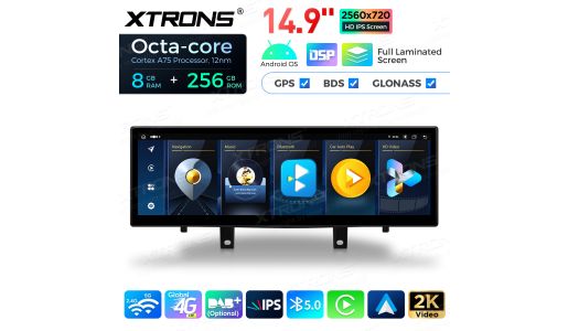 14.9" Fully-laminated 2K IPS 2.5D Android Car Stereo Multimedia Player Global 4G 8+256GB 360° Camera for BMW X5 F15/X6 F16 EVO
