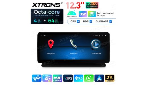 12.3 inch Octa Core 4+64GB Global 4G LTE Android Car Stereo Multimedia Player with Fully-laminated Screen for Mercedes-Benz CLS-Class C218 / W218
