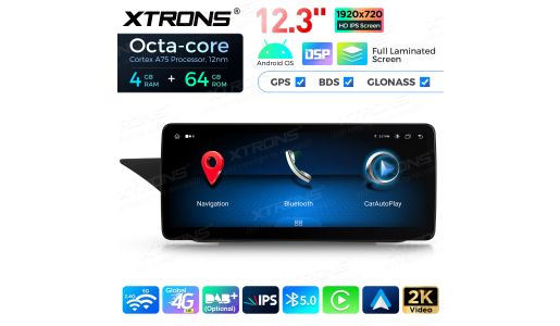 12.3 inch Octa Core 4+64GB Global 4G LTE Android Car Stereo Multimedia Player with Fully-laminated Screen for Mercedes-Benz E-Class W212 / S212 Left Driving Vehicles