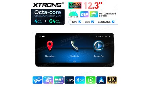 12.3 inch Octa Core 4+64GB Global 4G LTE Android Car Stereo Multimedia Player with Fully-laminated Screen for Mercedes-Benz A-Class W176 / CLA-Class C117 / GLA-Class X156 / G-Class W463