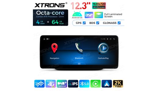 12.3 inch Octa Core 4+64GB Global 4G LTE Android Car Stereo Multimedia Player with Fully-laminated Screen for Mercedes-Benz B-Class W246 Left Driving Vehicles