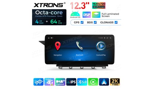 12.3 inch Octa Core 4+64GB Global 4G LTE Android Car Stereo Multimedia Player with Fully-laminated Screen for Mercedes-Benz GLK-Class X204 Left Driving Vehicles