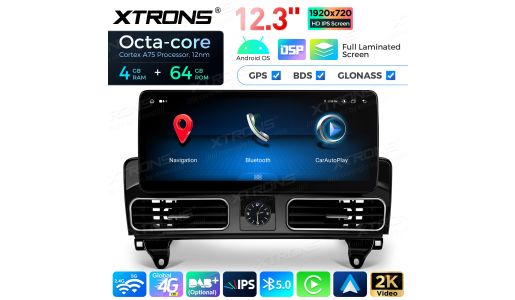12.3 inch Octa Core 4+64GB Global 4G LTE Android Car Stereo Multimedia Player with Fully-laminated Screen for Mercedes-Benz ML-Class W166 / GL-Class X166