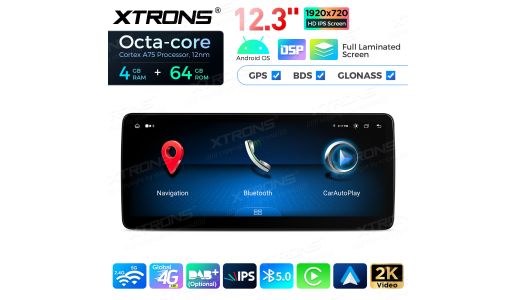 12.3 inch Octa Core 4+64GB Global 4G LTE Android Car Stereo Multimedia Player with Fully-laminated Screen for Mercedes-Benz A-Class W176 / CLA-Class C117 / GLA-Class X156 / G-Class W463