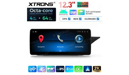12.3 inch Octa Core 4+64GB Global 4G LTE Android Car Stereo Multimedia Player with Fully-laminated Screen for Mercedes-Benz E-Class W212 / S212 Right Driving Vehicles