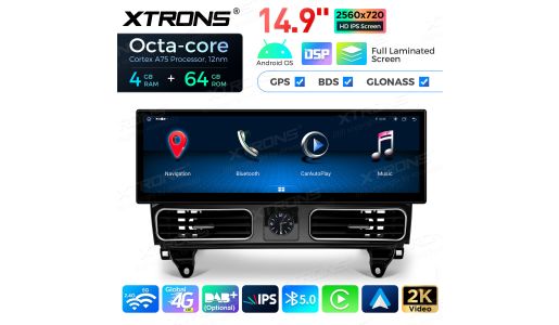 14.9 inch Octa Core 4+64GB Global 4G LTE Android Car Stereo Multimedia Player With Anti-reflection Screen  Silver Frame for Mercedes-Benz ML-Class W166 / GL-Class X166