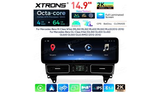 14.9" Octa Core 4+64GB Global 4G Android Car Stereo With Nano Texture 2K Screen for Mercedes-Benz M-Class W166 / GL-Class X166