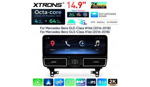 14.9" Octa Core 4+64GB Global 4G Android Car Stereo With Nano-Texture 2K Screen for Mercedes-Benz GLE-Class W166/GLS -Class X166 NTG 5.0/5.1/5.2