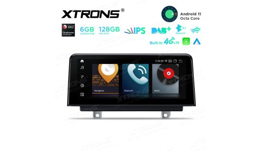 10.25 inch Qualcomm Snapdragon 662 Android 6GB+128GB Car Stereo Multimedia Player with Built-in CarAutoPlay & Android Auto & 4G for BMW 3 Series F30/F31/F34 4 Series F32/F33/F36