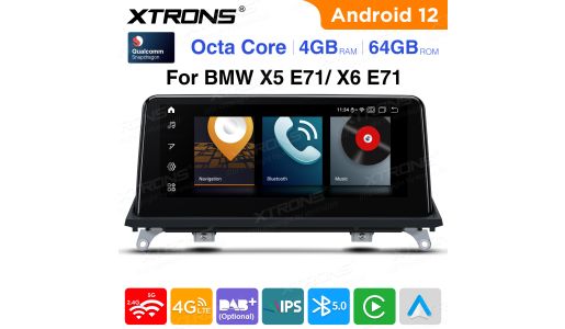 10.25 inch Car Android Multimedia Navigation System with Built-in CarAutoPlay & Android Auto, Built-in 4G Support Carriers in Asia and Europe for BMW X5 E70/X6 E71 CCC