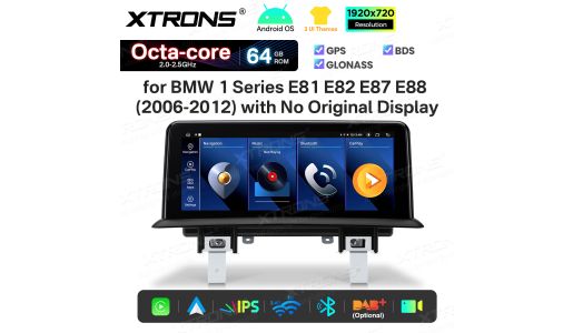 10.25 Inch for BMW 1 Series E81/E82/E87/E88 LHD Octa Core 64GB Day & Night Modes UI Android Car GPS Multimedia Player 
