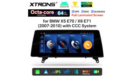 10.25 Inch for BMW X5 E70/X6 E71 CCC LHD Octa Core 64GB Day & Night Modes UI Android Car GPS Multimedia Player