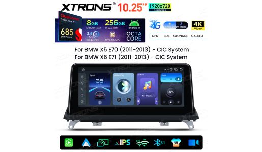 10.25 Inch Qualcomm Snapdragon 685 8+256GB IPS Screen Android Car Screen Infotainment System Upgrade for BMW X5 E70/X6 E71 With CIC System
