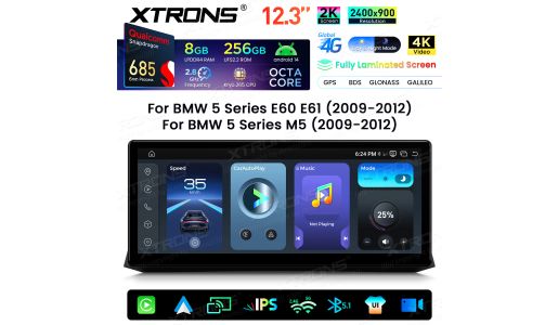 12.3 Inch 2K Screen Qualcomm Snapdragon 685 8+256GB Android Car Screen Upgrade for BMW 5 Series E60/E61/M5(2009-2012) CIC System