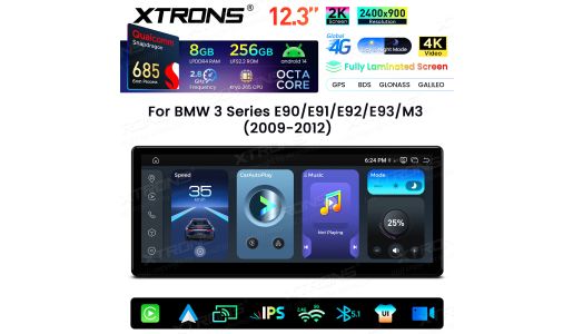 12.3 Inch 2K Screen Qualcomm Snapdragon 685 8+256GB Android Car Screen Upgrade for BMW 3 Series E90/E91/E92/E93/M3 CIC System