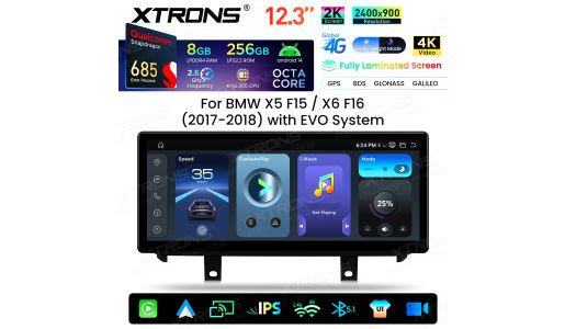 12.3 Inch 2K Screen Qualcomm Snapdragon 685 8+256GB Android Car Screen Upgrade for BMW X5 F15/X6 F16 EVO System