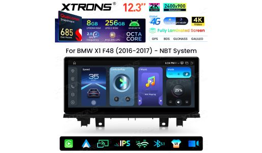 12.3 Inch 2K Screen Qualcomm Snapdragon 685 8+256GB Android Car Screen Infotainment System Upgrade for BMW X1 F48 NBT System