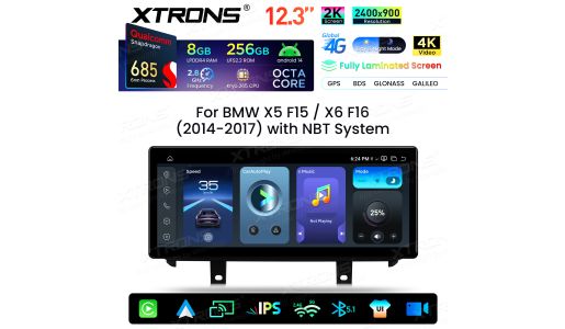 12.3 Inch 2K Screen Qualcomm Snapdragon 685 8+256GB Android Car Screen Upgrade for BMW X5 F15/X6 F16(2014-2017) NBT System

