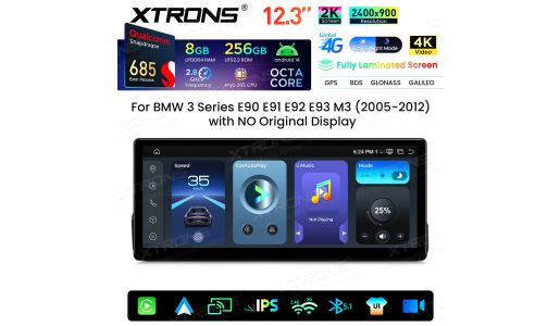 12.3 Inch 2K Screen Qualcomm Snapdragon 685 8+256GB Android Car Screen Upgrade for BMW 3 Series E90/E91/E92/E93/M3 LHD No Original System