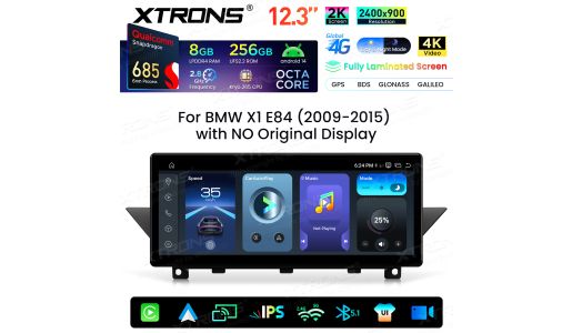 12.3 Inch 2K Screen Qualcomm Snapdragon 685 8+256GB Android Car Screen Upgrade for BMW X1 E84(2009-2015) No Original System
