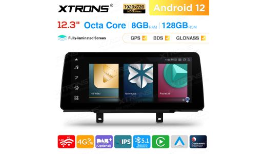 12.3 inch Qualcomm Snapdragon 662 Android 8GB+128GB Car Stereo Multimedia Player for BMW 3 Series F30 F31 F34 F35/4 Series F32 F33 F36 Left Driving Vehicles NBT