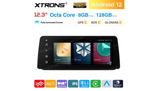 12.3 inch Qualcomm Snapdragon 662 Android 8GB+128GB Car Stereo Multimedia Player for BMW 3 Series E90/E91/E92/E93 Left Driving Vehicles with No Original Display