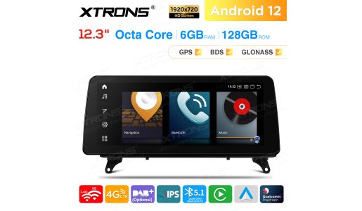 12.3 inch Qualcomm Snapdragon 662 Android 6GB+128GB Car Stereo Multimedia Player for BMW X5 E70 / X6 E71 Left Driving Vehicles CIC