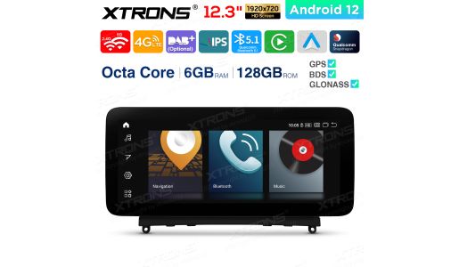 12.3 inch Qualcomm Snapdragon 662 Android 6GB+128GB Car Stereo Multimedia Player for Mercedes-Benz C-Class W204 (2007-2010)