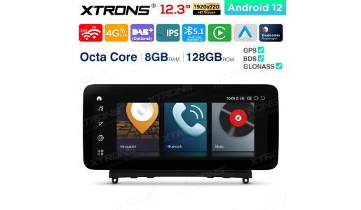 12.3 inch Qualcomm Snapdragon 662 Android 8GB+128GB Car Stereo Multimedia Player for Mercedes-Benz C-Class W204 (2007-2010)
