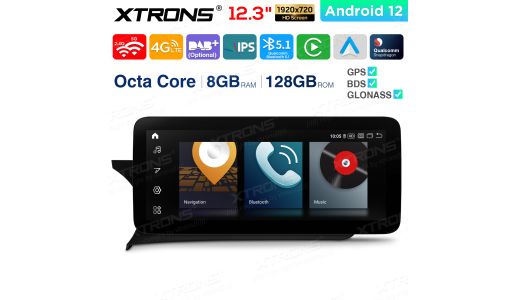 12.3 inch Qualcomm Snapdragon 662 Android 8GB+128GB Car Stereo Multimedia Player for Mercedes-Benz C-Class W204 (2011-2014) Left Driving Vehicles