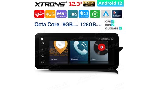 12.3 inch Qualcomm Snapdragon 662 Android 8GB+128GB Car Stereo Multimedia Player for Mercedes-Benz C-Class W204 (2011-2014) Right Driving Vehicles