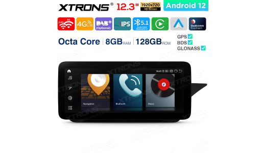12.3 inch Qualcomm Snapdragon 662 Android 8GB+128GB Car Stereo Multimedia Player for Mercedes-Benz E-Class W212/S212 (2013-2014) Right Driving Vehicles
