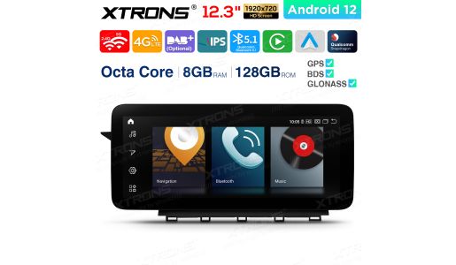 12.3 inch Qualcomm Snapdragon 662 Android 8GB+128GB Car Stereo Multimedia Player for Mercedes-Benz GLK-Class X204 (2013-2015) Left Driving Vehicles