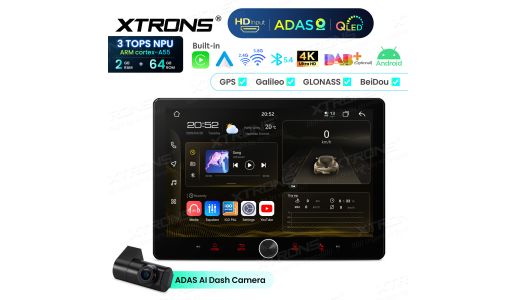 10.1" Built-in ADAS 2+64GB HD Input QLED Screen Double Din Android Car Stereo