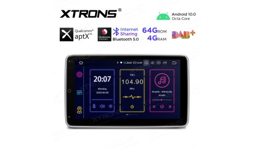 10.1 inch Android 10.0 Octa-Core 64G ROM + 4G RAM Qualcomm Bluetooth Double Din Rotatable Touch Screen Car Stereo Multimedia Player