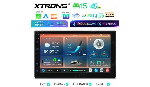 7 Inch Universal Double Din Android Car Stereo Navigation System UNISOC 7865 8+128GB Dual Bluetooth QLED Screen