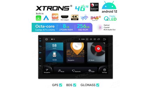 7 inch Qualcomm Snapdragon 665 AI Solution Android 12.0 Octa Core 8GB RAM + 256GB ROM Car Navigation System (4G LTE*) Universal Double Din