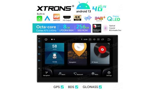 7 inch Qualcomm Snapdragon 665 AI Solution Android 12.0 Octa Core 8GB RAM + 256GB ROM Car Navigation System (4G LTE*) Universal Double Din