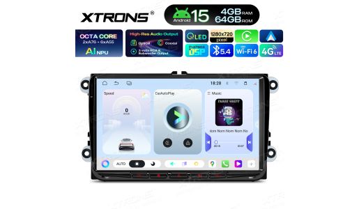 9 inch Android 15 Car Stereo Navigation System Custom Fit for VW/Skoda/SEAT Octa Core 4+64GB AI NPU QLED Screen DSP