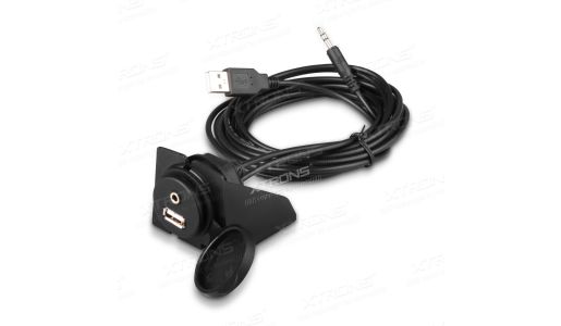 Car Dashboard Flush Mount 3.5mm AUX&USB Extension lead panel cable