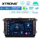 8 inch QLED Display Android Car Stereo Multimedia Player Octa core Processor 8GB RAM & 128GB ROM Custom Fit for VW, Skoda and SEAT