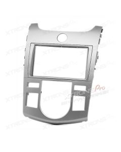 Double Din Silver Fascia Facia Adaptor Panel Surround for KIA Series with AUTO Air-Conditioning