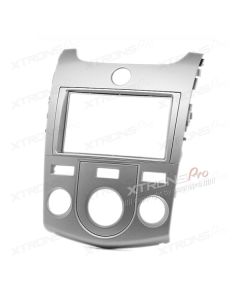 Double Din In-dash Car Audio Silver Installation Kit Fascia Plate for KIA with Manual Air-Conditioning
