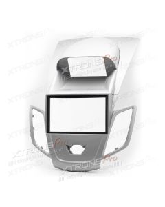 Silver Double Din CD Radio Facia Fascia Panel Surround with Display for FORD Fiesta 2008+